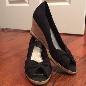 LifeStride Rhonda Black Canvas Wedge Heel